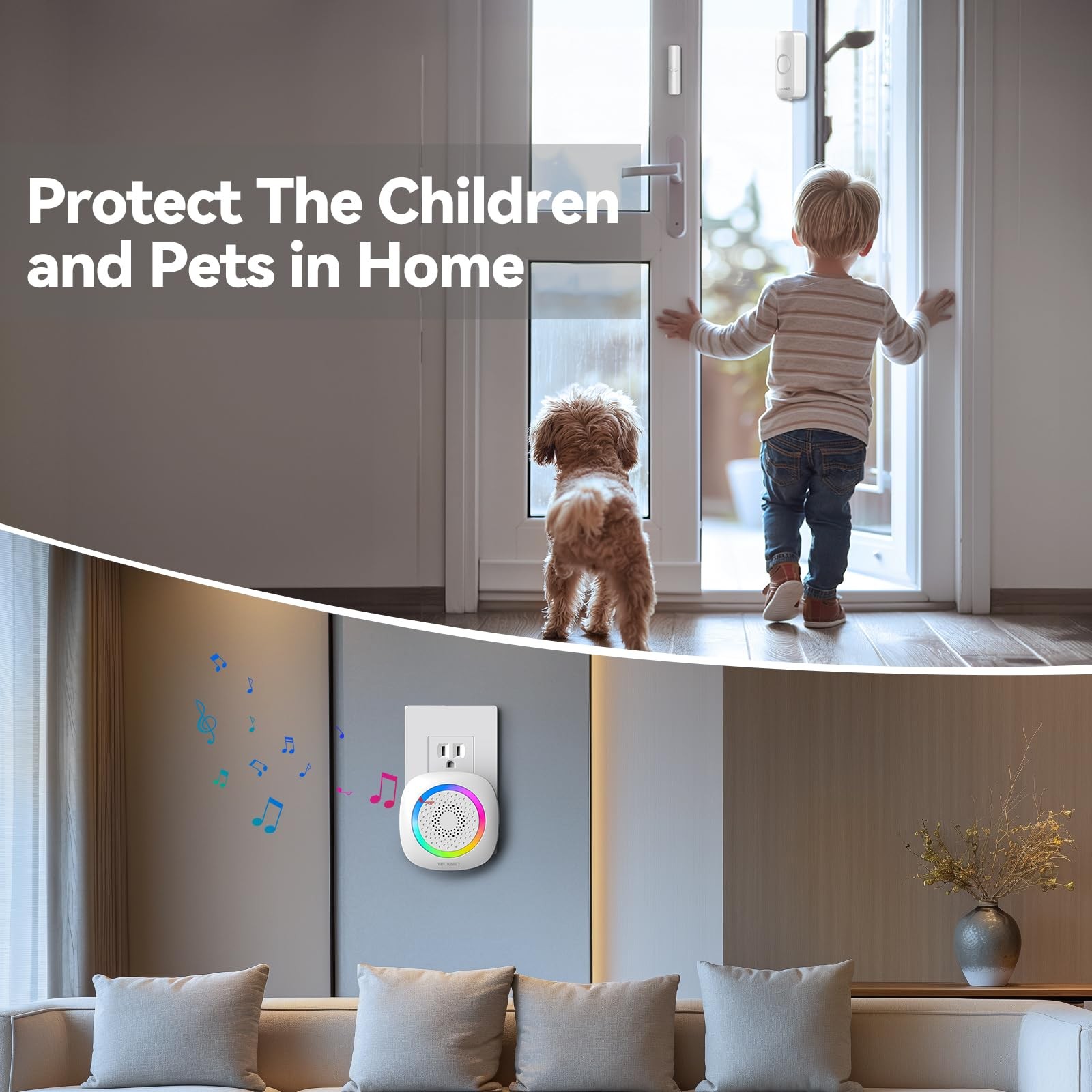 Wireless Door Chime Alarm, 1000Ft Range, 61 Songs, 5 Volumes, RGB Light, Home...
