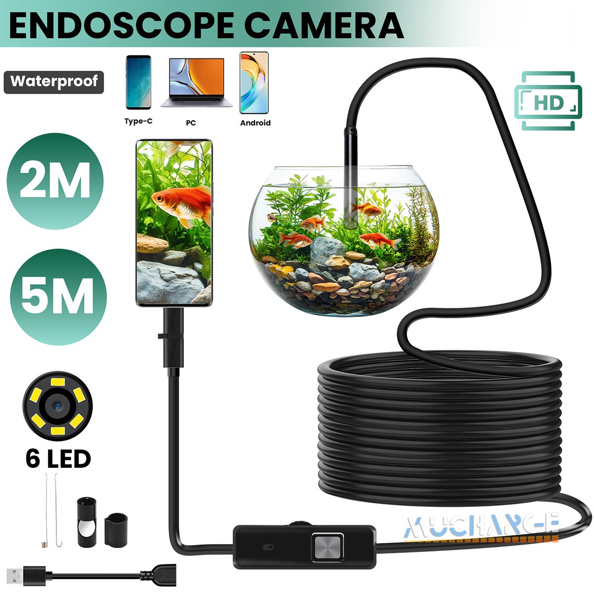2M/5M USB Borescope Endoscope Flexible Snake Inspection Camera Plug Android PC