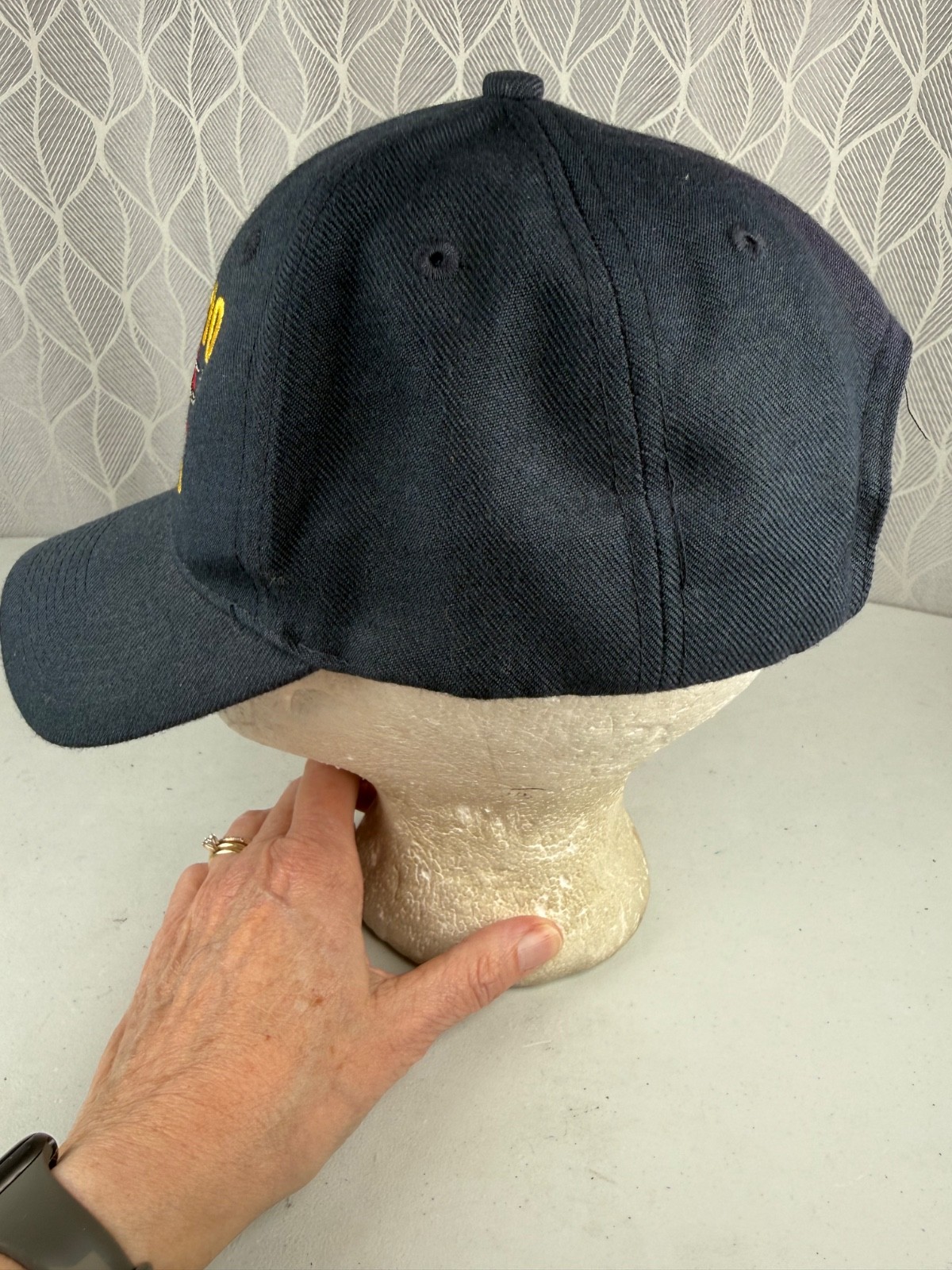 HS-10 Warhawks Helicopter Red Yellow on Navy Hat Cap Hook Loop