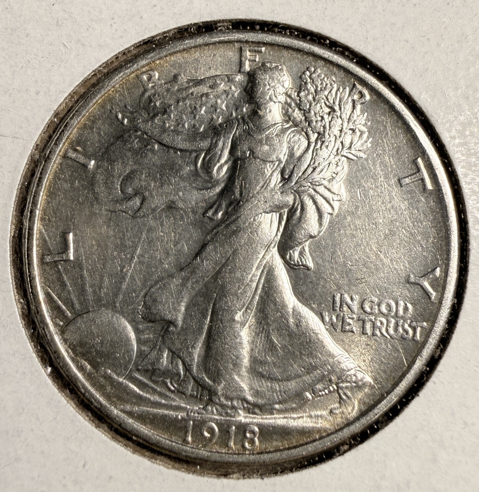 1918 Walking Liberty Half Dollar, Choice AU Det.  (19826)