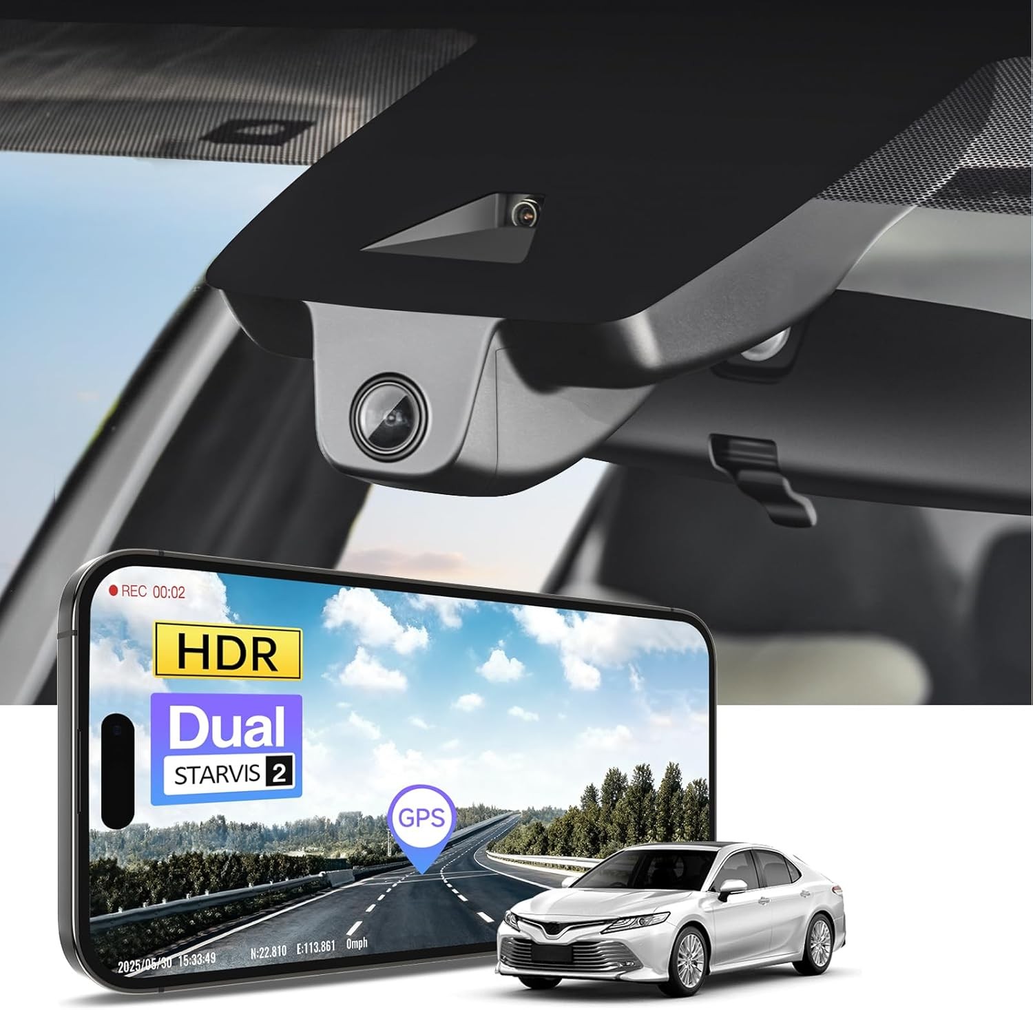 4K Front/2K Rear Dash Cam STARVIS 2 IMX678 IMX675 for Toyota Camry/Camry Hybrid