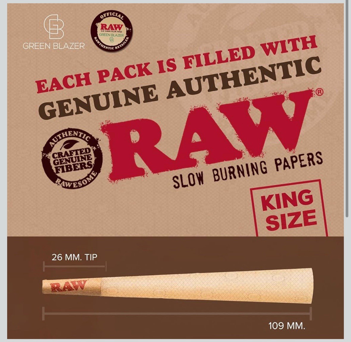 2 Boxes-RAW Cones Classic King 50 Pack Slow Burning Cones Rolling Papers