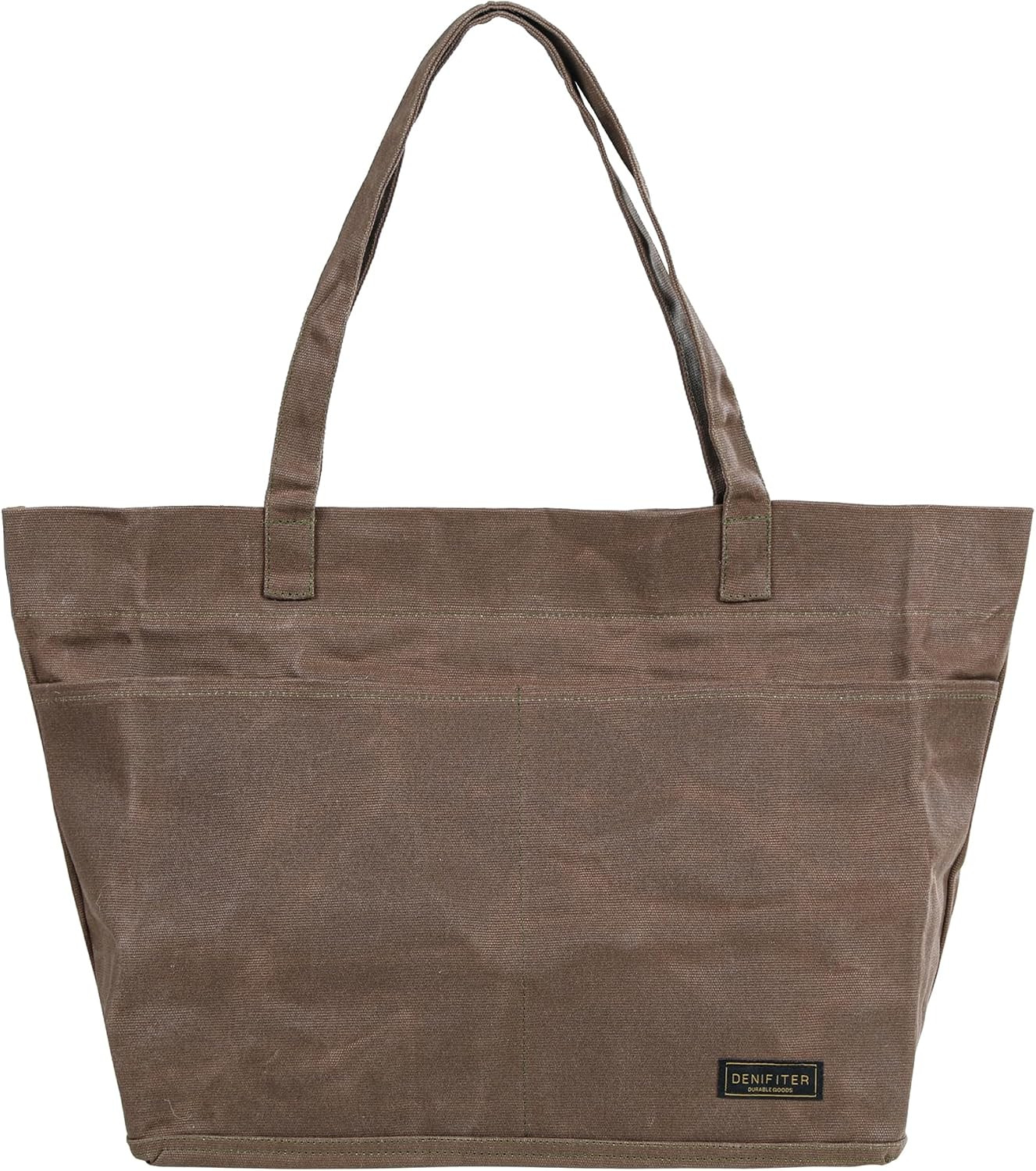 Heavy-Duty 16 Oz. Waxed Canvas Zipper Tool Bag with Pockets and Carry Handle - S