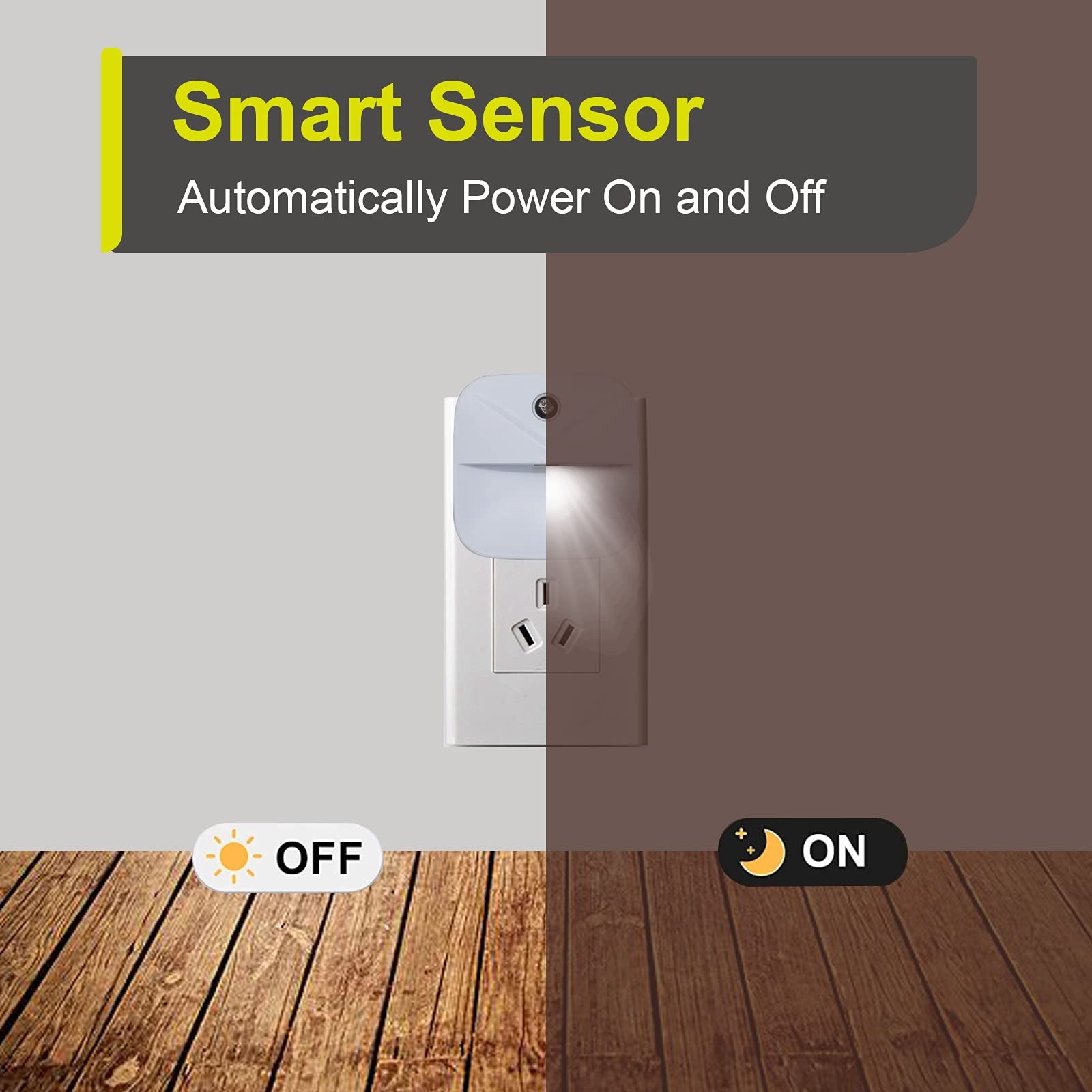 Plug-in Night Light LED Motion Sensor Activated Bathroom Kitchen Hallway 6-pack