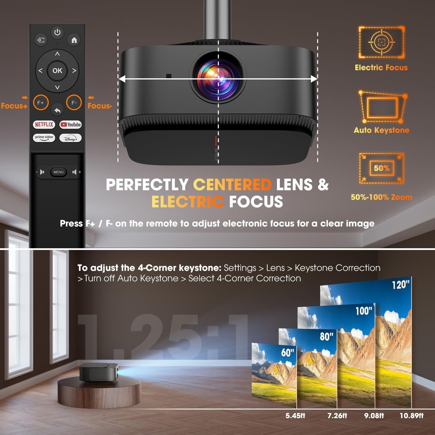 E2 Mini Projector 4K | Built-in WiFi 6 & Bluetooth 5.2 for Streaming Bliss