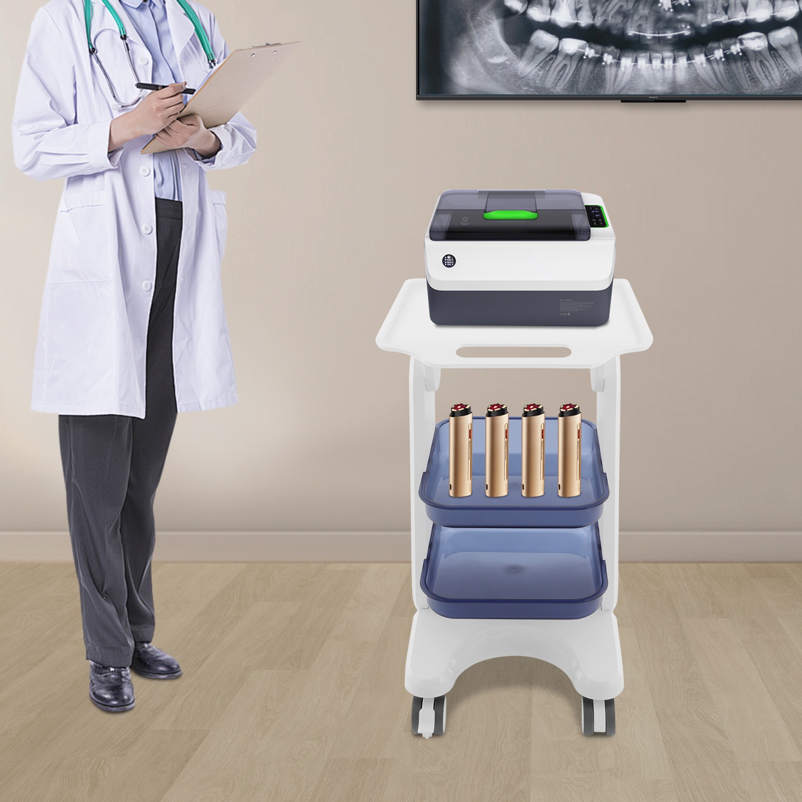 3-Tiers Medical Cart Salon Storage Cart Beauty Tool Storage Trolley Free Stand