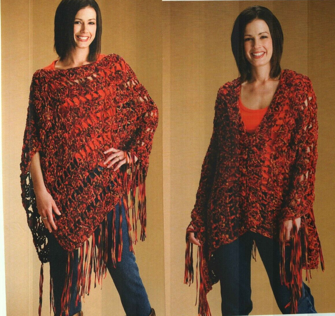 SUNSET PONCHO WOMEN'S CROCHET PATTERN INSTRUCTIONS
