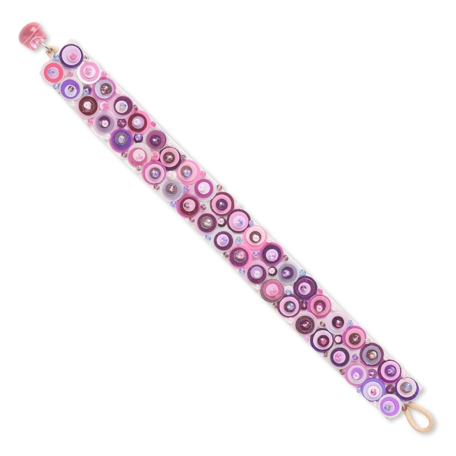 Handcrafted Shades of Pink and Purple Czech Glass Beads Sequins Bracelet