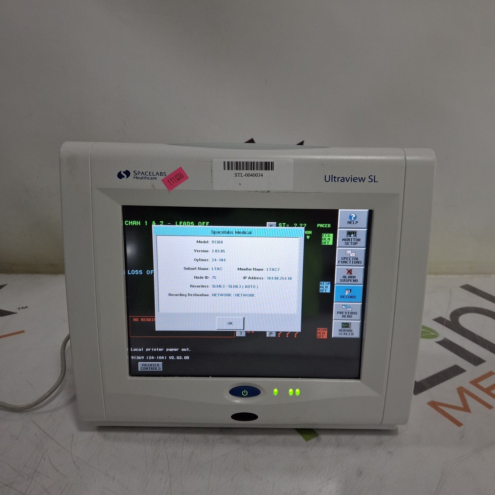 Spacelabs Healthcare Ultraview SL 91369 Monitor