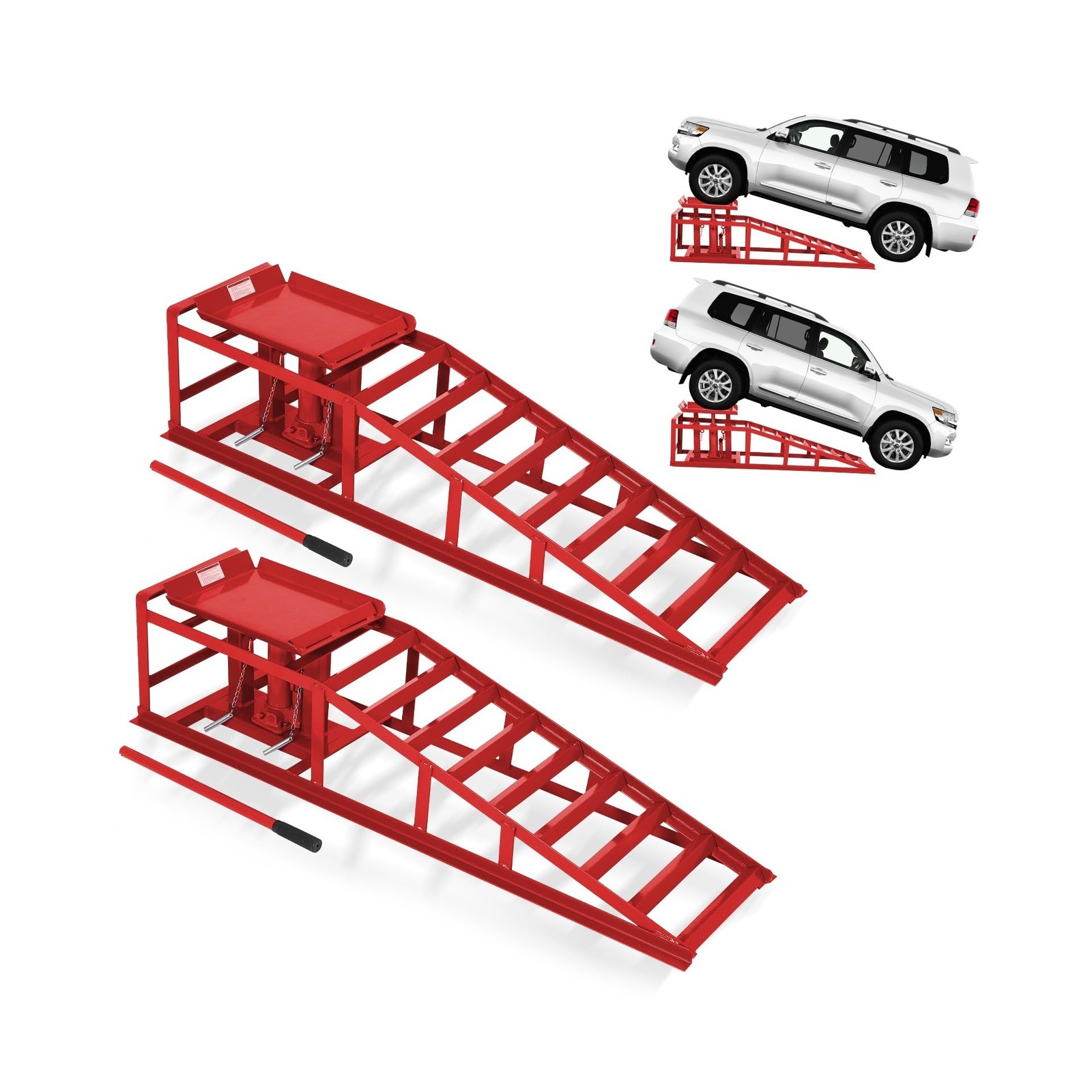 Hydraulic Car Ramps 2-Pack, 11000 LBS Low Profile Portable Car Lift Ramp for ...