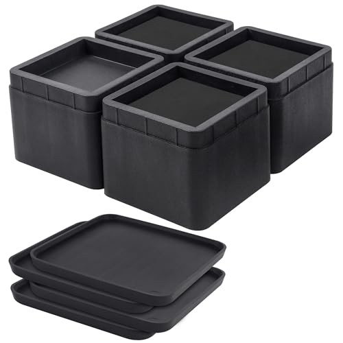 Adjustable Bed Risers 3 or 6 Inch Heavy Duty Stackable 4 pack 3 Inch Black