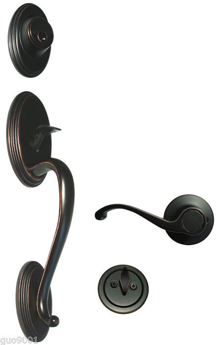 Oil Rubbed Bronze Entry Front Door Handleset For Entrance Keyed