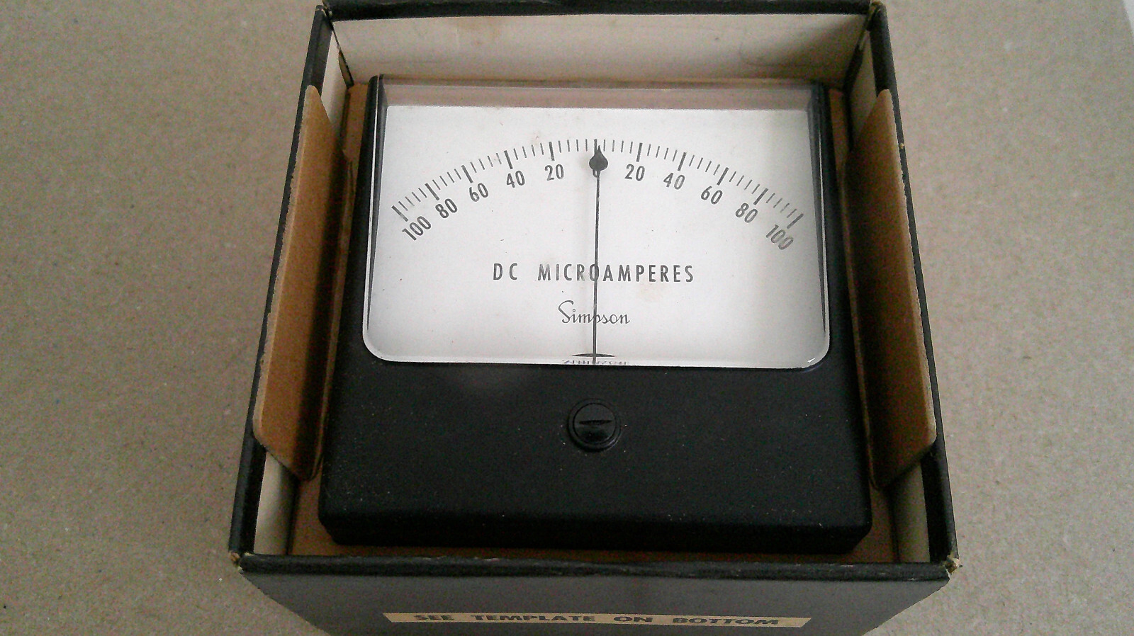 NEW OPEN BOX SIMPSON 1327C METER 100-0-100 DC MICROAMPS, WIDE VUE, CAT#4440.