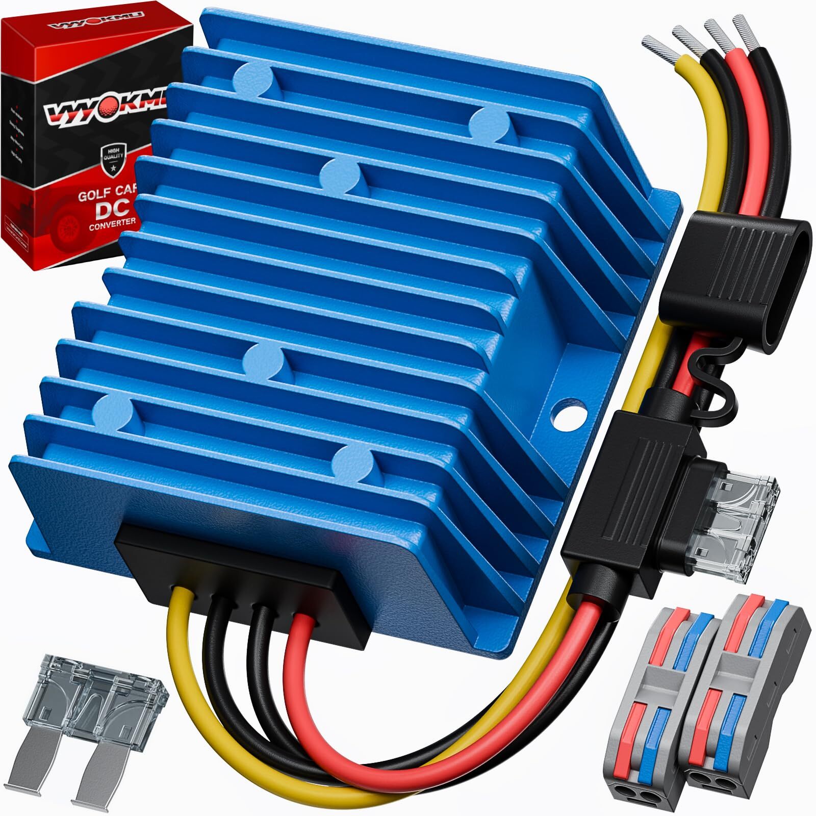 240W 20A 12v Golf Cart Regulator Reducer Transformer with Fuse 48V/36V to 12V...