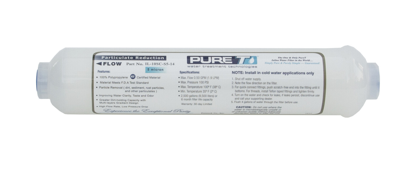 White inline sediment filter for  Reverse Osmosis Systems