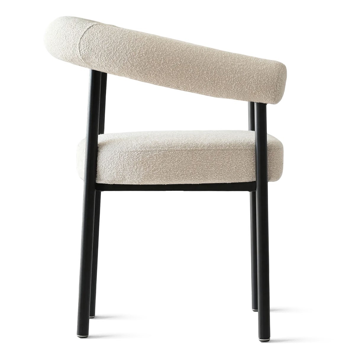 Set of 2 Upholstered Boucle Dining Chairs w/ Arms Modern Kitchen Accent Chairs