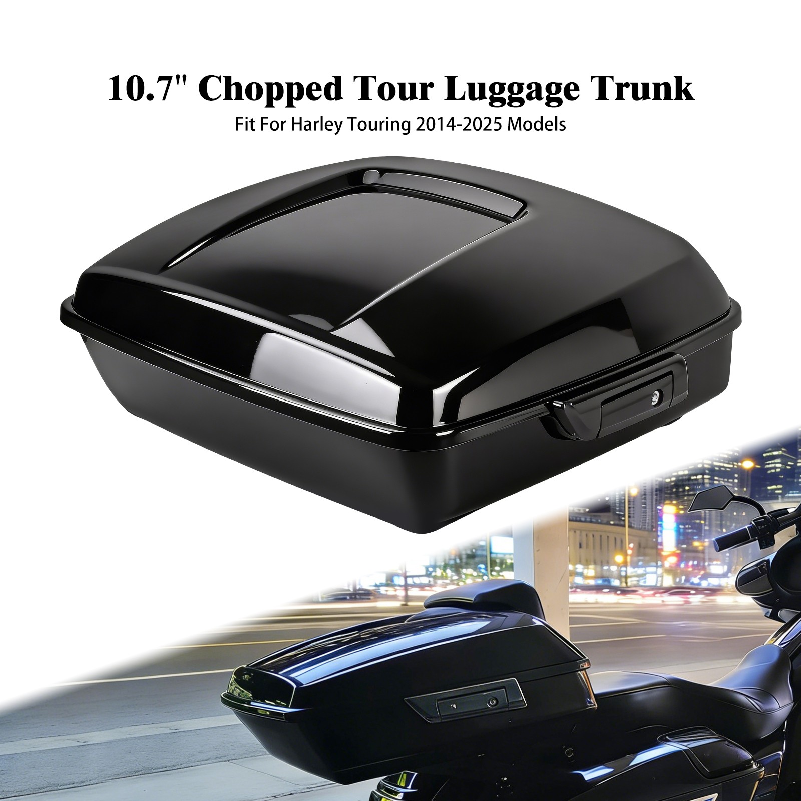 10.7" Black Chopped Trunk Fit For Harley Touring Electra Street Glide 2014-2025