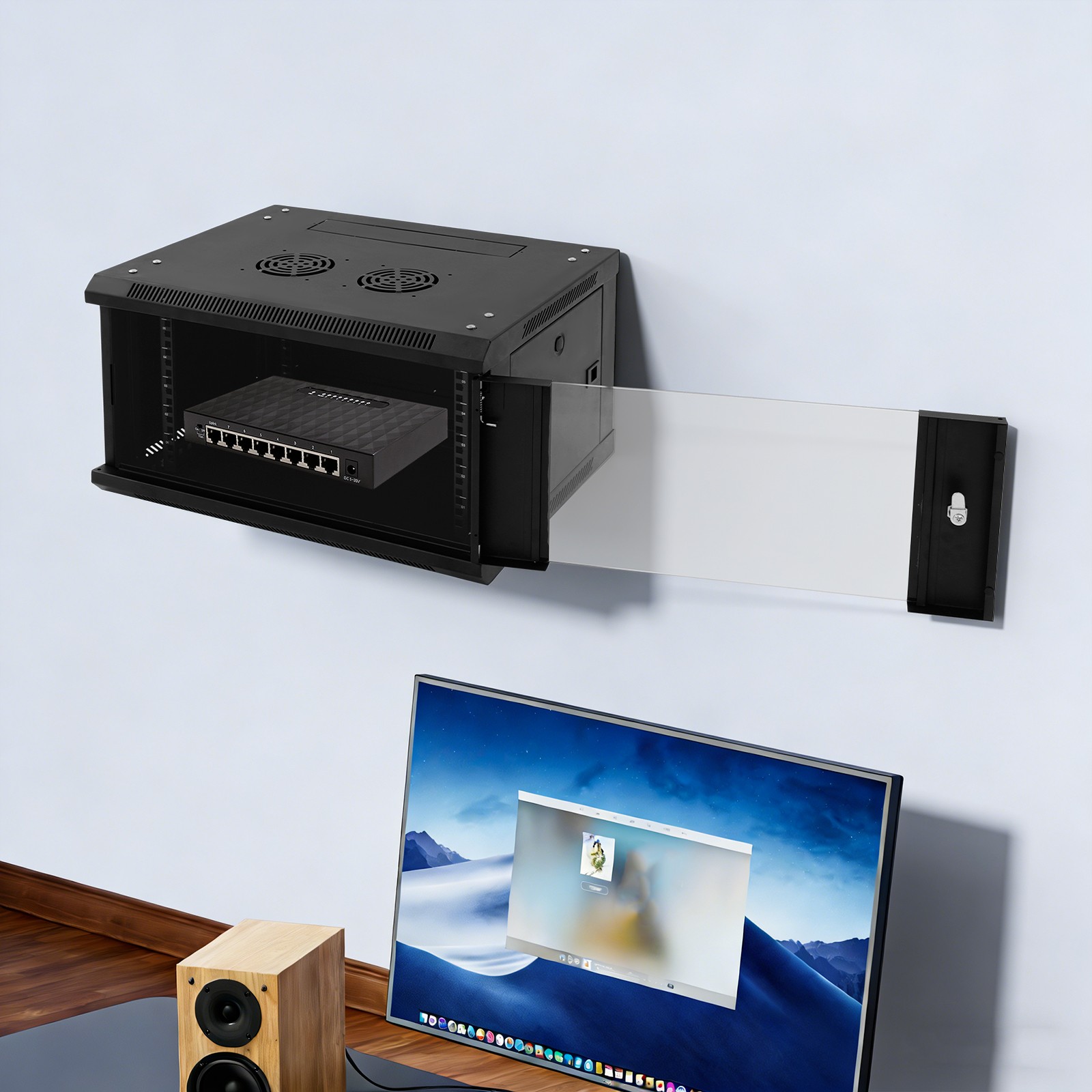 Wall Mount Lockable Network Server Cabinet IP20 Steel Data Equipment Enclosure