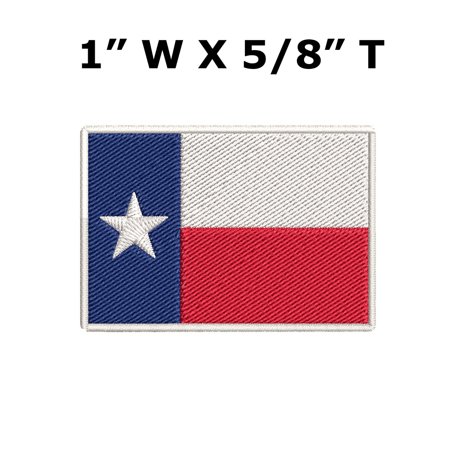 Texas State Flag Patch Embroidery Iron On LONE STAR White Border-Small 1-5/8"