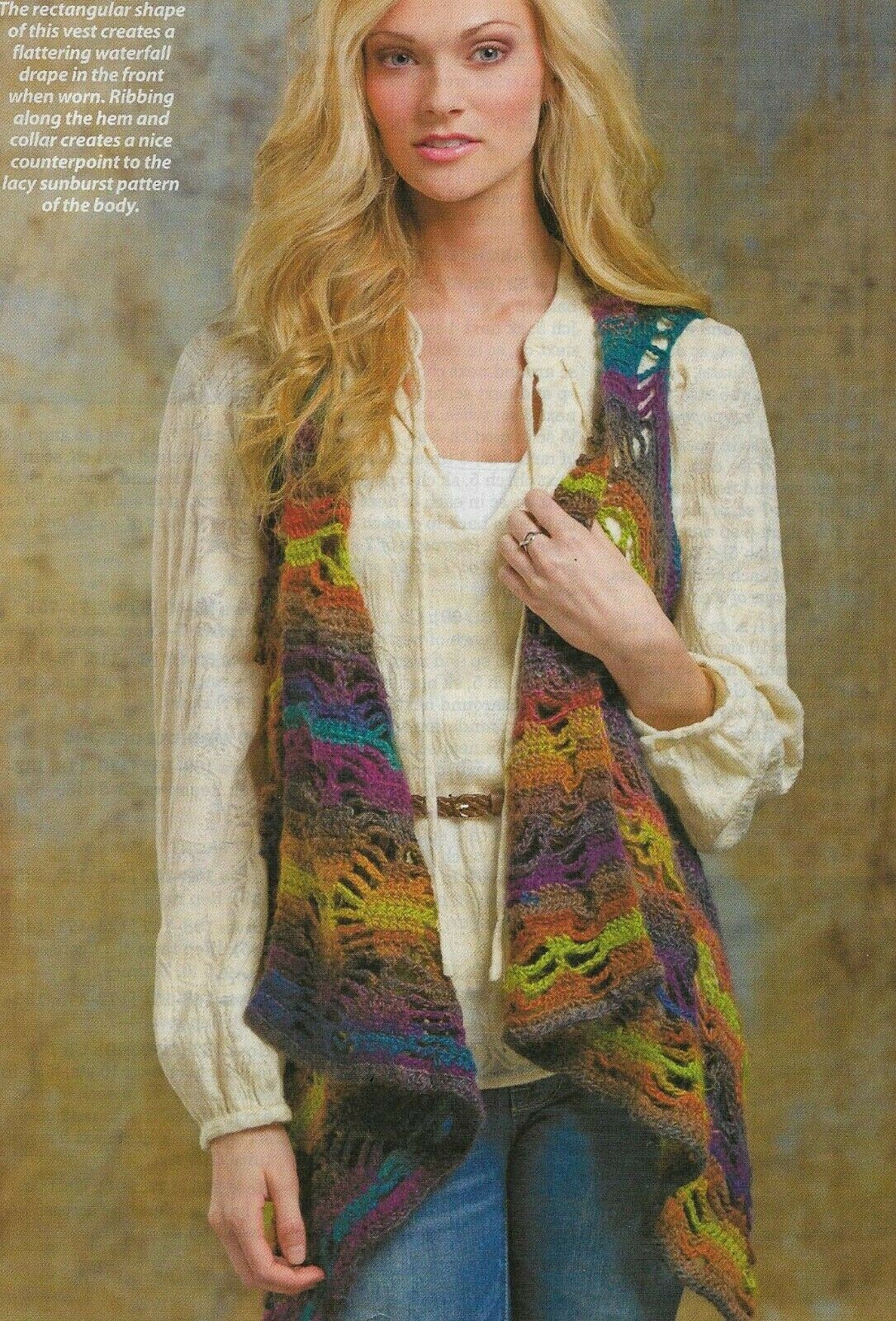 STORMY WEATHER VEST 3 SIZES WOMEN'S CROCHET PATTERN INSTRUCTIONS
