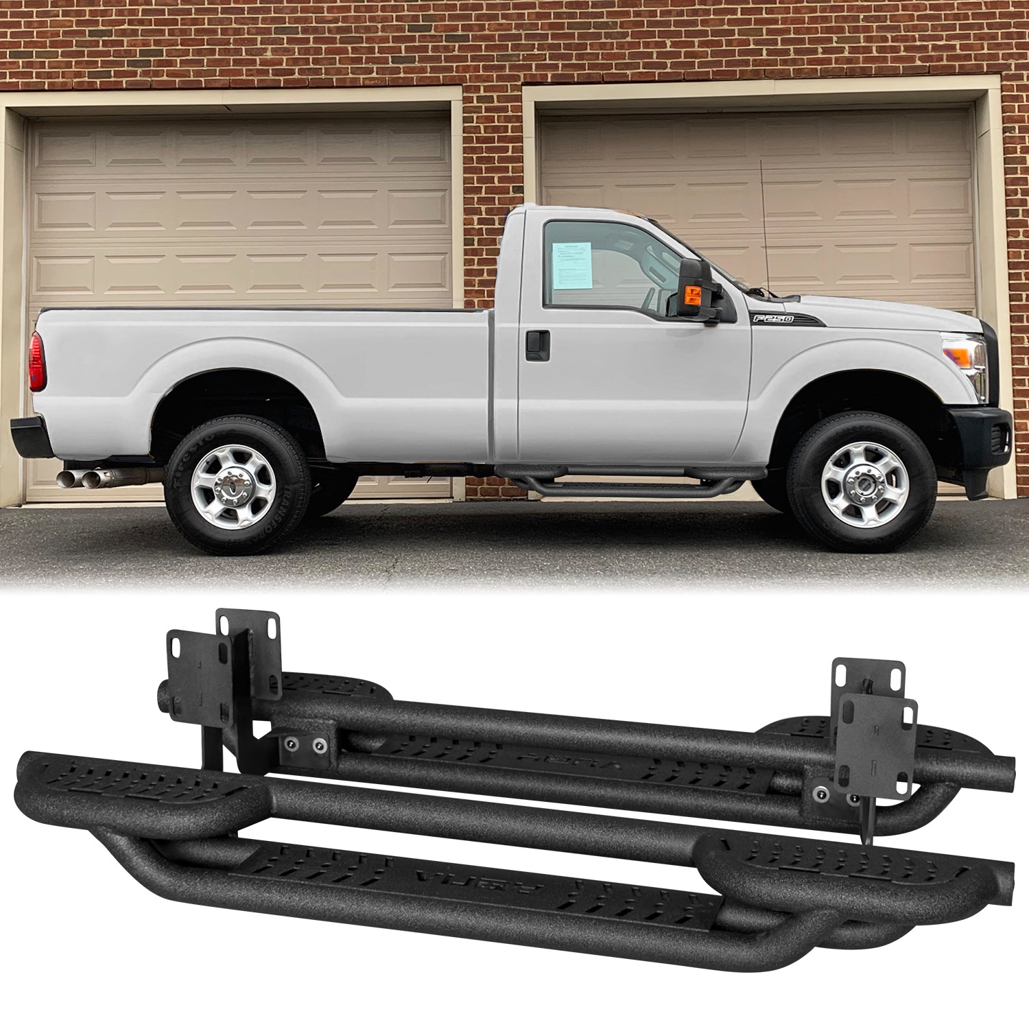 Steel Side Step Nerf Bars For 1996-2016 Ford F250/F350/F450/F550 Regular Cab