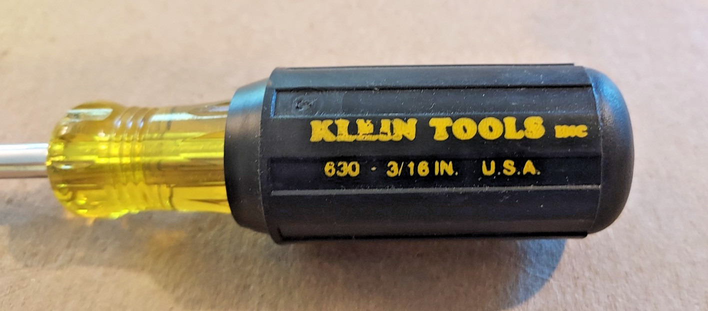 Klein Tools 3/16" Nut Driver 630-3/16 Made in USA.