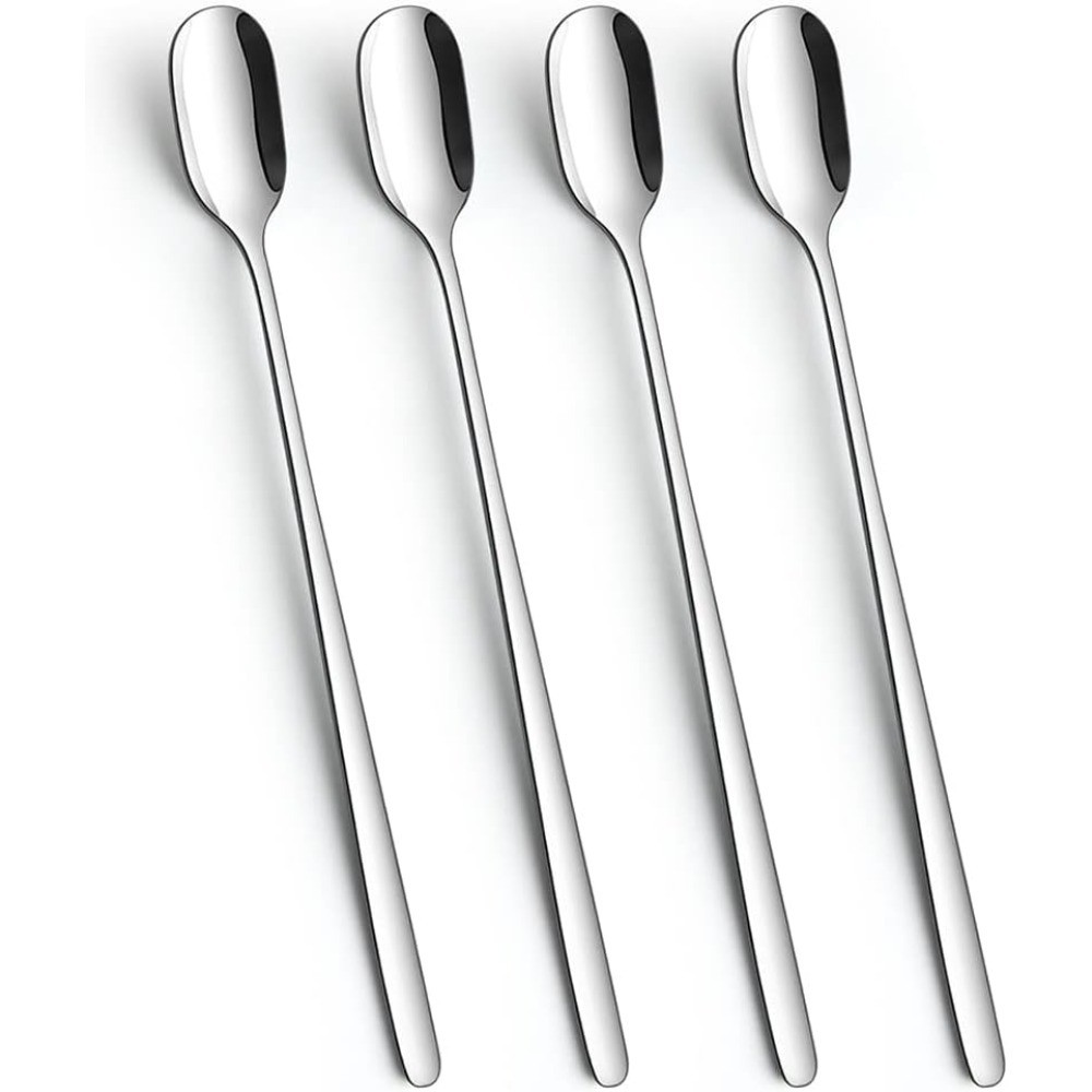 Long Handle Iced Tea Spoons Set of 4 Stainless Steel Stirring Spoons for Coffee