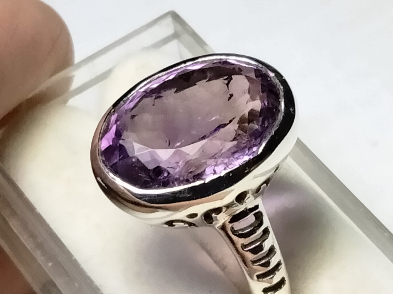 AESTHETIC NATURAL AMETHYST IN .925 STERLING SILVER RING IN SIZE 8.75-9.0