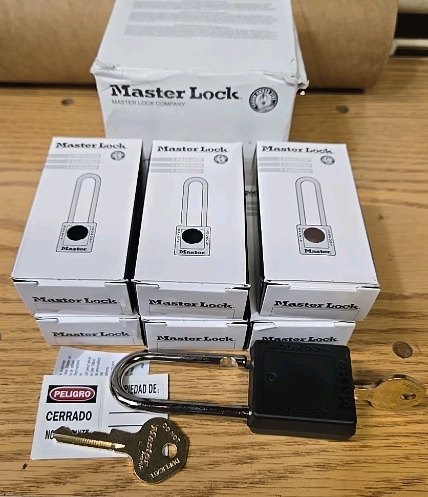 Master Lock 410KAS6BLK Lockout Padlock Black 1-3/4" Pack Of 6 Keyed Alike