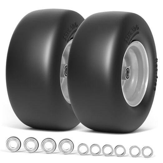 13x6.50-6 Flat Free Lawn Mower Tires and Wheel, 13x6.5-6 Solid Front Tire gray