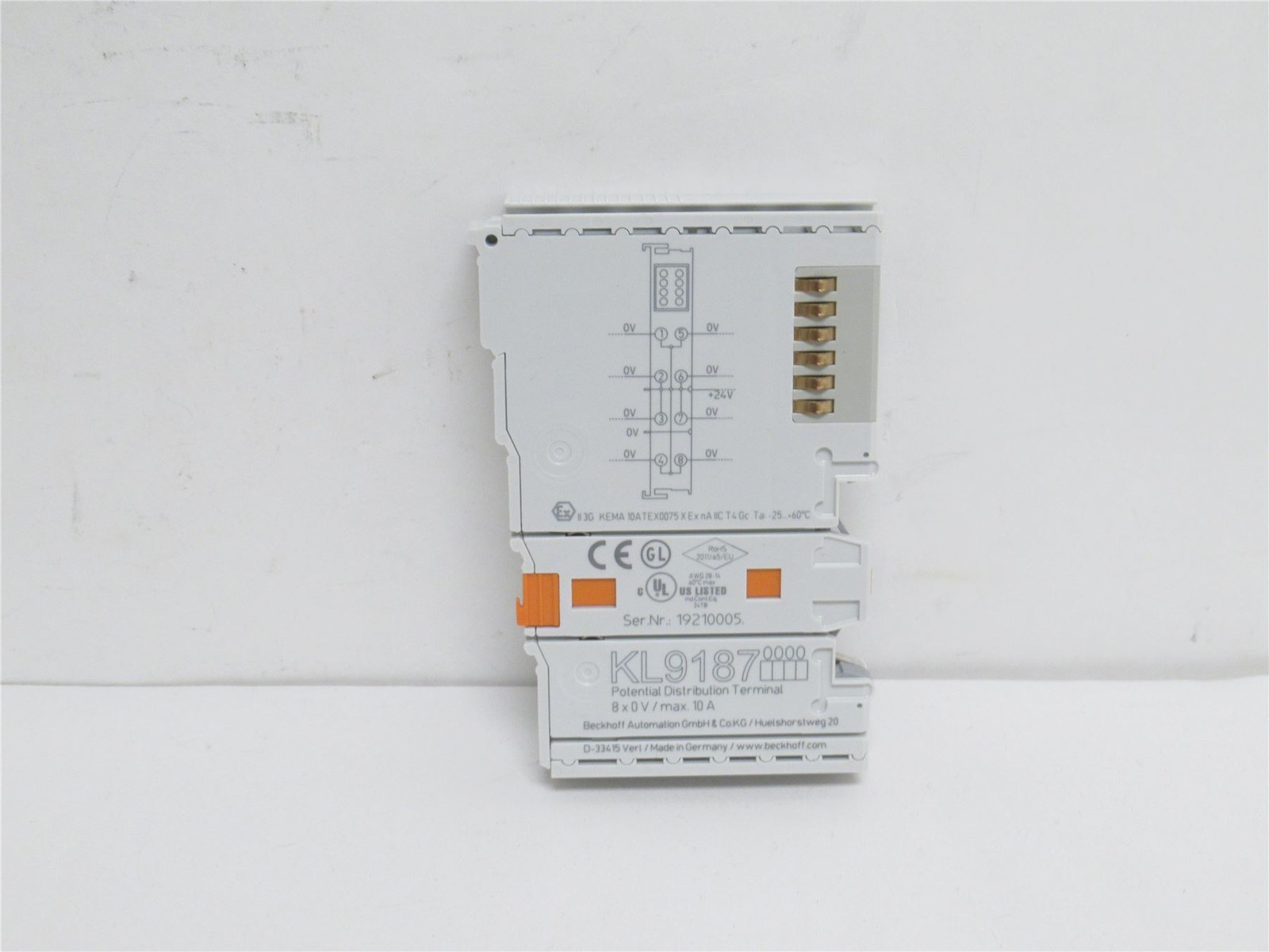 239397 New-No Box; Beckhoff KL9187 Potential Distribution Terminal 8 x 0 VDC