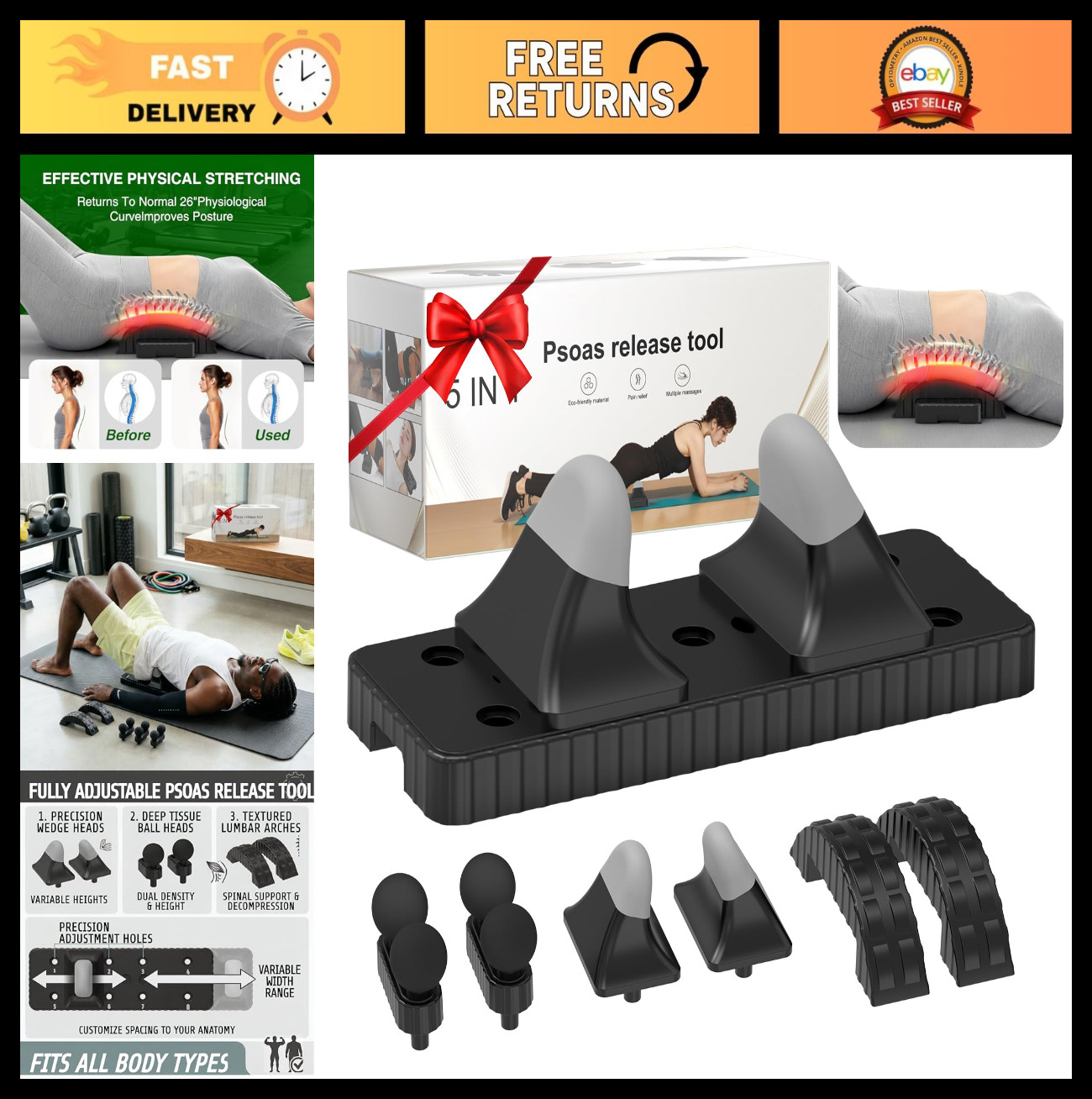 Adjustable Psoas Release Tool - Hip Hook for Myofascial Pain, Back, Hamstrings &