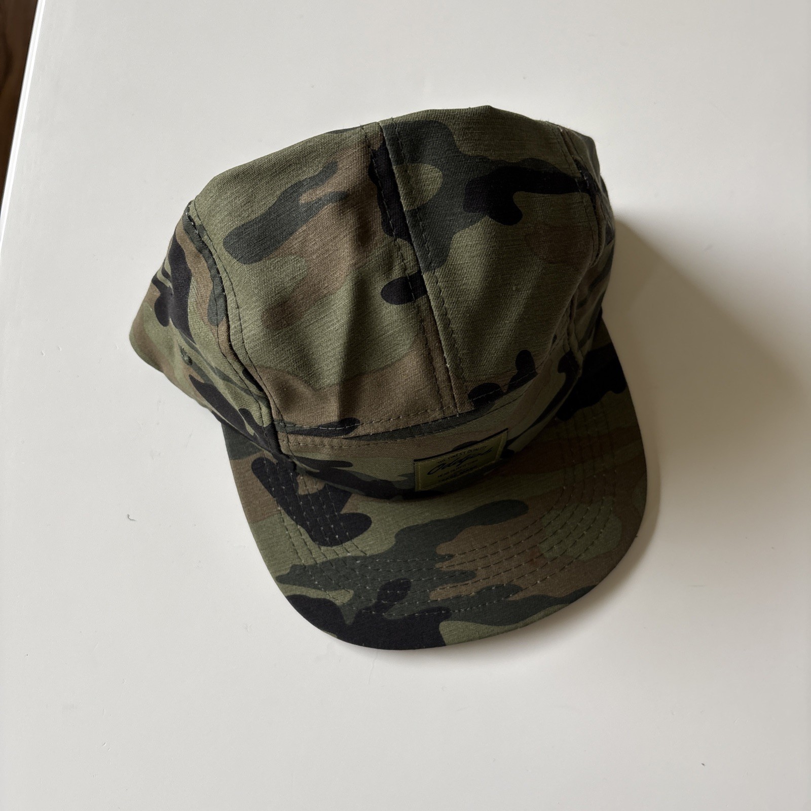 Oddjob Hat Cap Strap Back Mens Olive Green Camo Big Melon 5 Panel Cotton