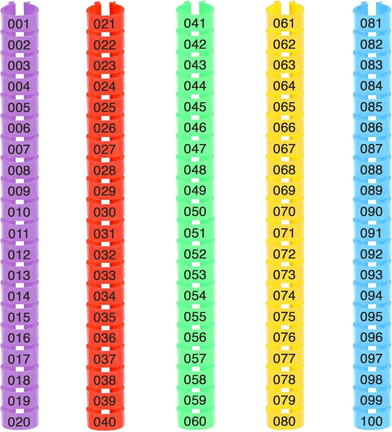 Bandas para patas de pollo numeradas, bandas plásticas multicolores, 100 piezas