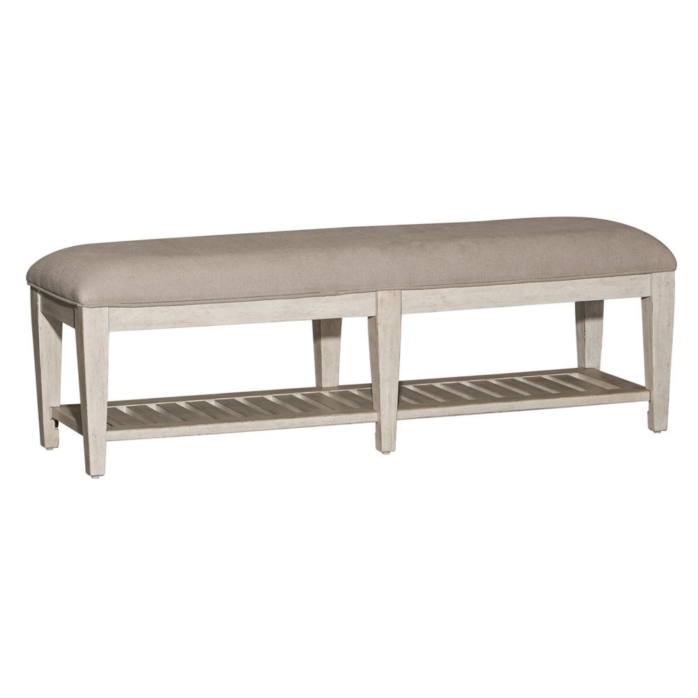 Heartland Bed Bench in Antique White w/ Tobacco Top