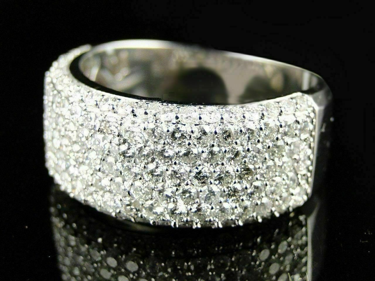 2.20Ct Round Cut Simulated Diamond White Gold Plated Men's Ring Band 925 Silver