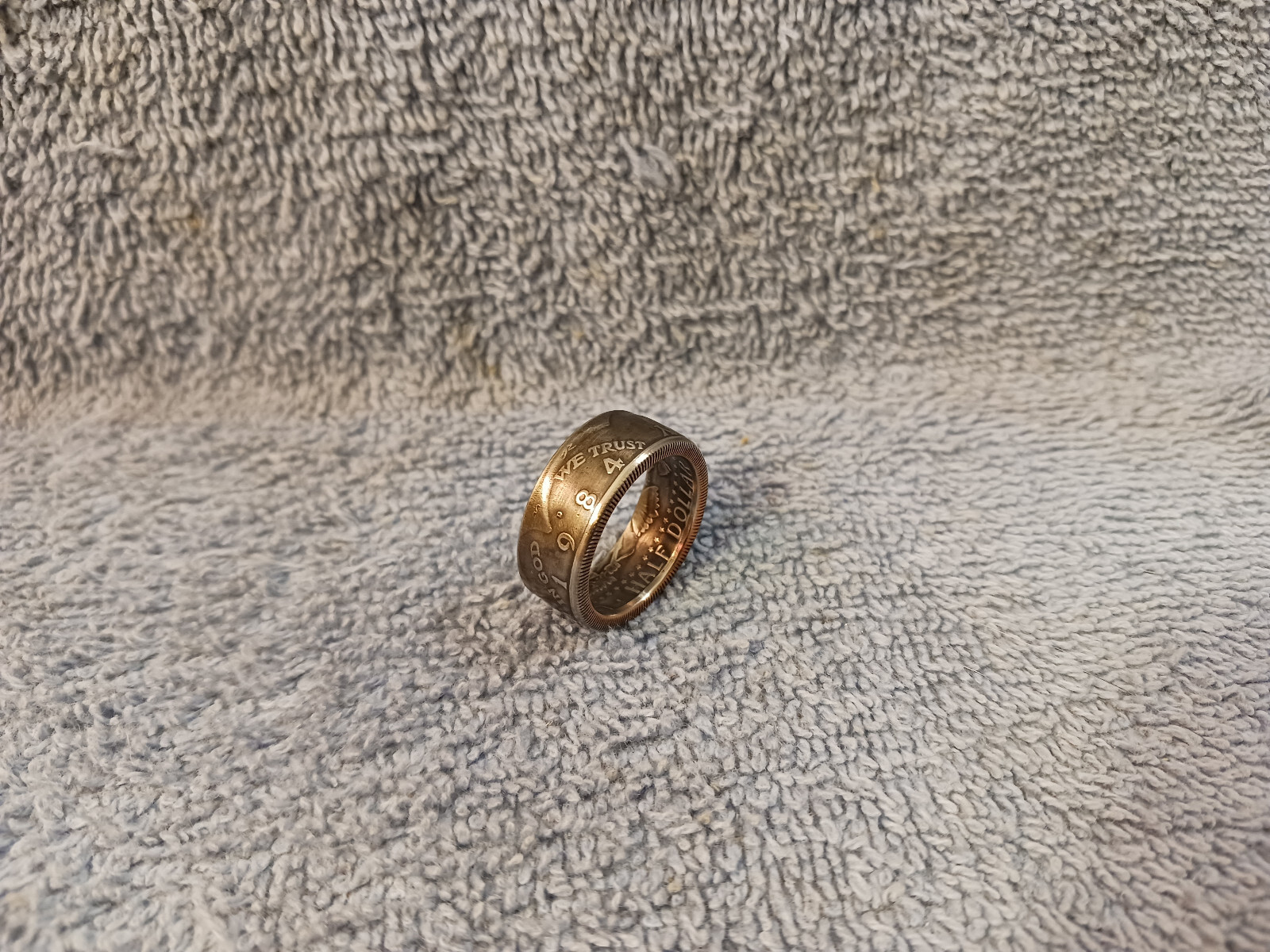 1984 Kennedy Half Dollars  size 10   coin ring  handmade mixed metals ,