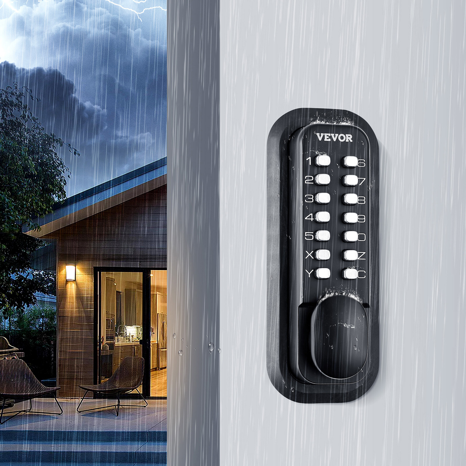 VEVOR Mechanical Keyless Entry Door Lock 14 Digit Keypad Surface-mounted Latch