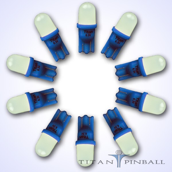 (10 Pack) - 6.3 Volt LED Bulb Frosted 555 Wedge Base (T10) Pinball - BLUE
