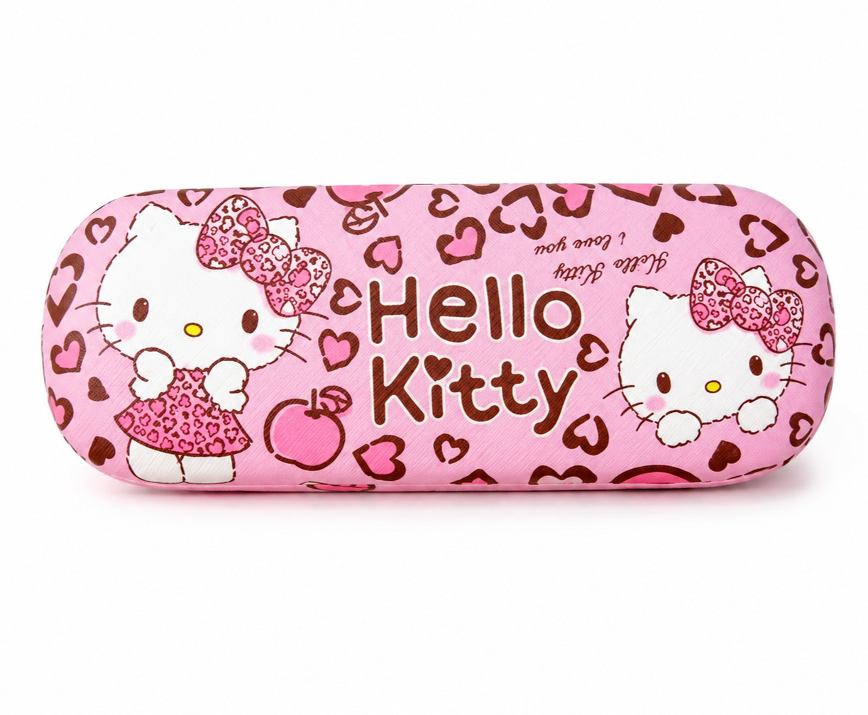 Pink Cute Kitty Glasses Case Cheetah Love HardCover Protector Eyeglass Sunglass