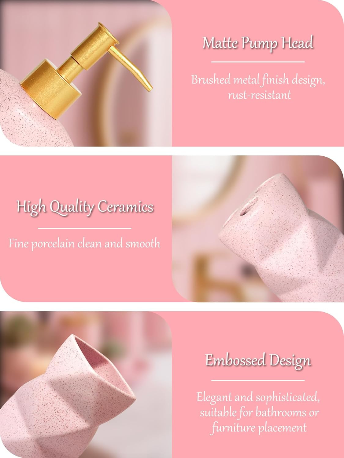 Bathroom Accessories Set,4 Pcs Bathroom Accessory Set,Includes Lotion Soap Dispe