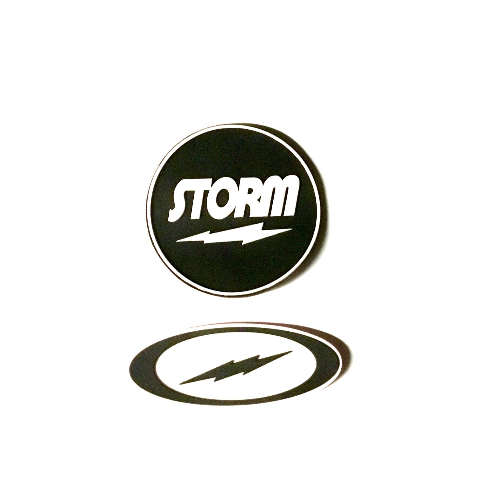 (1) New Storm Bowling Round Patch and (1) New Bolt Icon Patch (Black and White)
