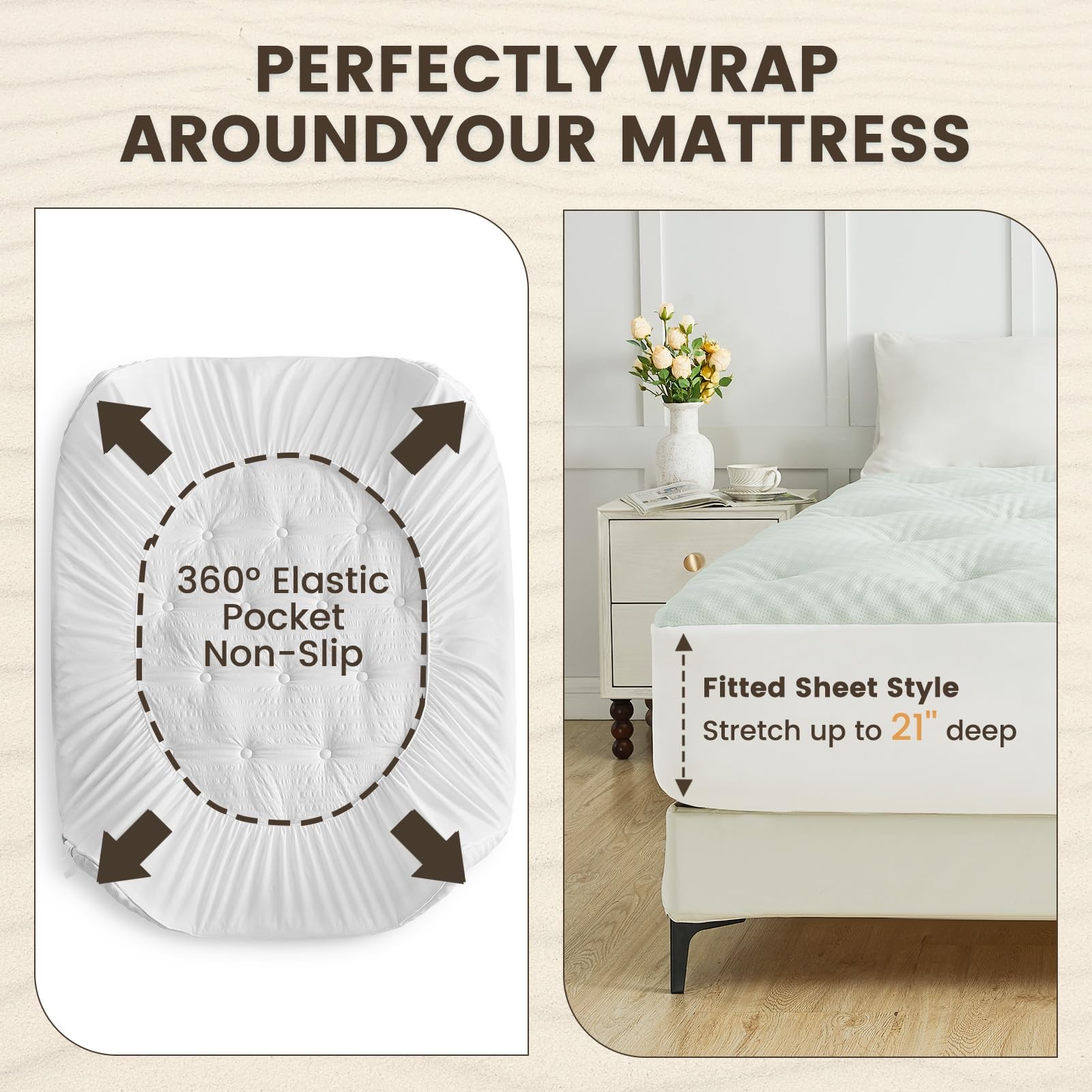 QUIETSEA Reversible Queen Mattress Queen, White - Egg Crate Memory Foam