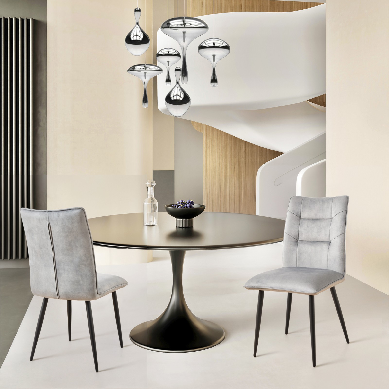 Modern Velvet Dining Chairs 2-Piece Set-Soft Cushioned Seats with Iron Frames