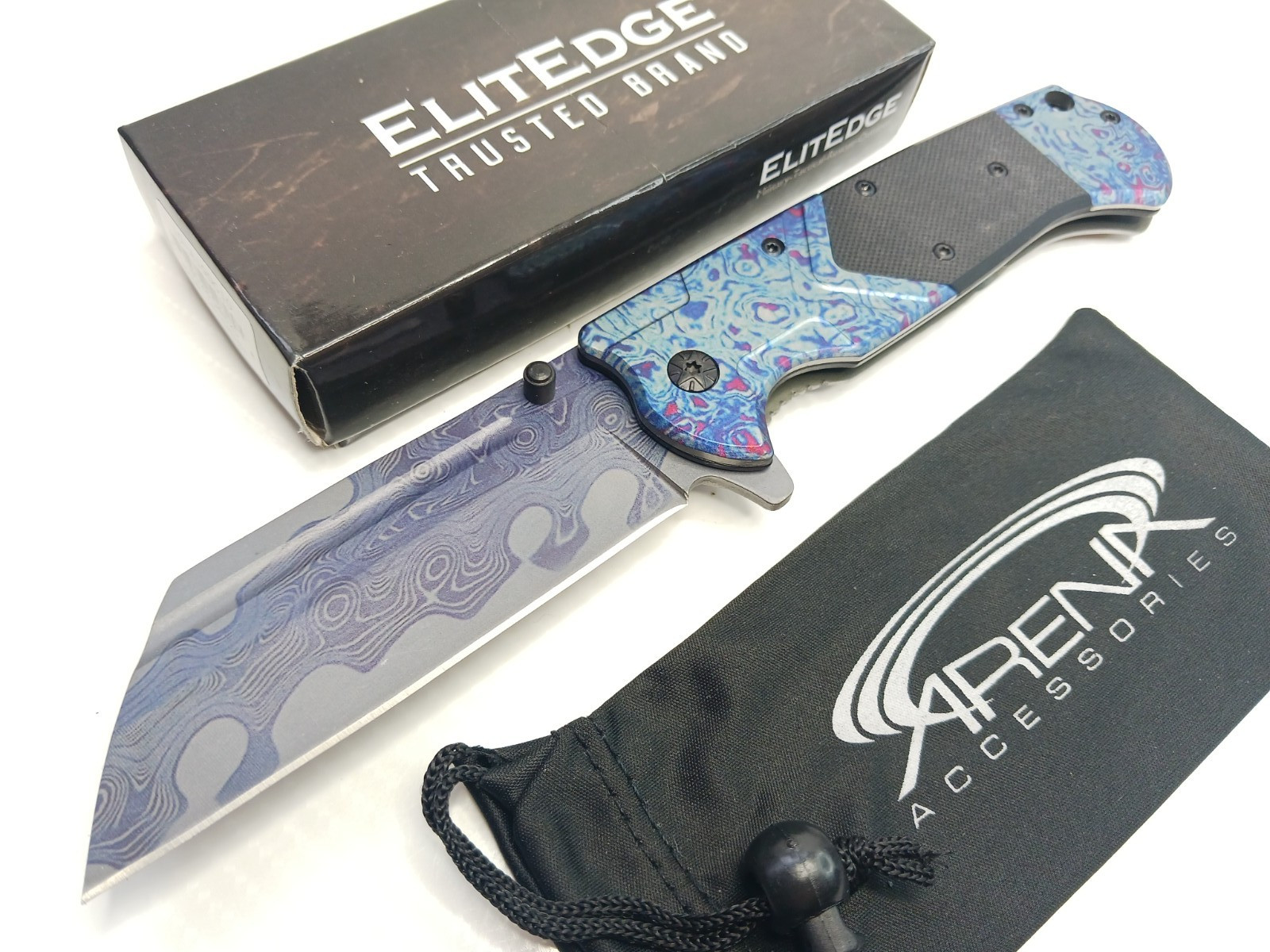 Cleaver Blade G10 Pocket Knife Heavy Duty EDC Flipper Black Spring Assisted