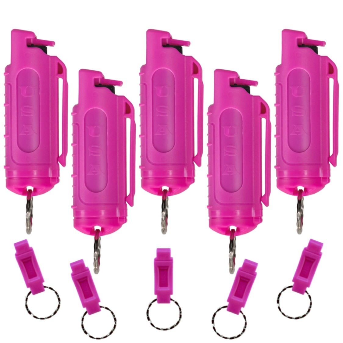 Police Magnum .50oz pepper spray 5 hot pink molded keychain 5 QR safety defense