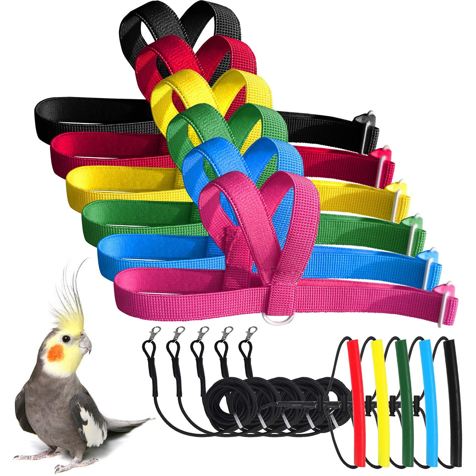 VANFAVORI Adjustable Bird Harness with 80 Inch Leash, Outdoor S, Random