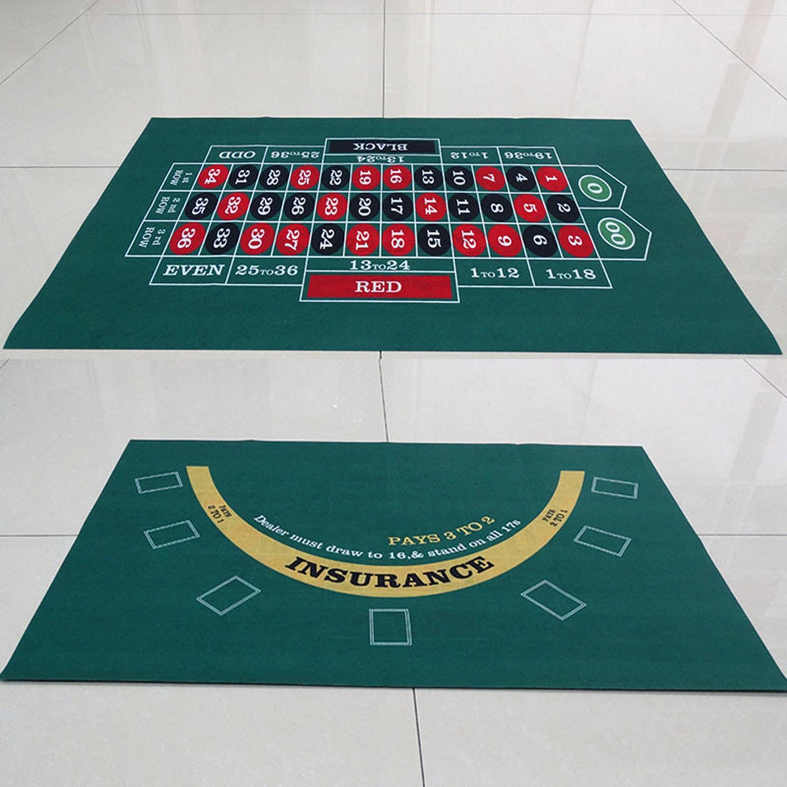 60x90cm Texas Holdem Poker & Blackjack Game Table Felt Layout Mat Double Side
