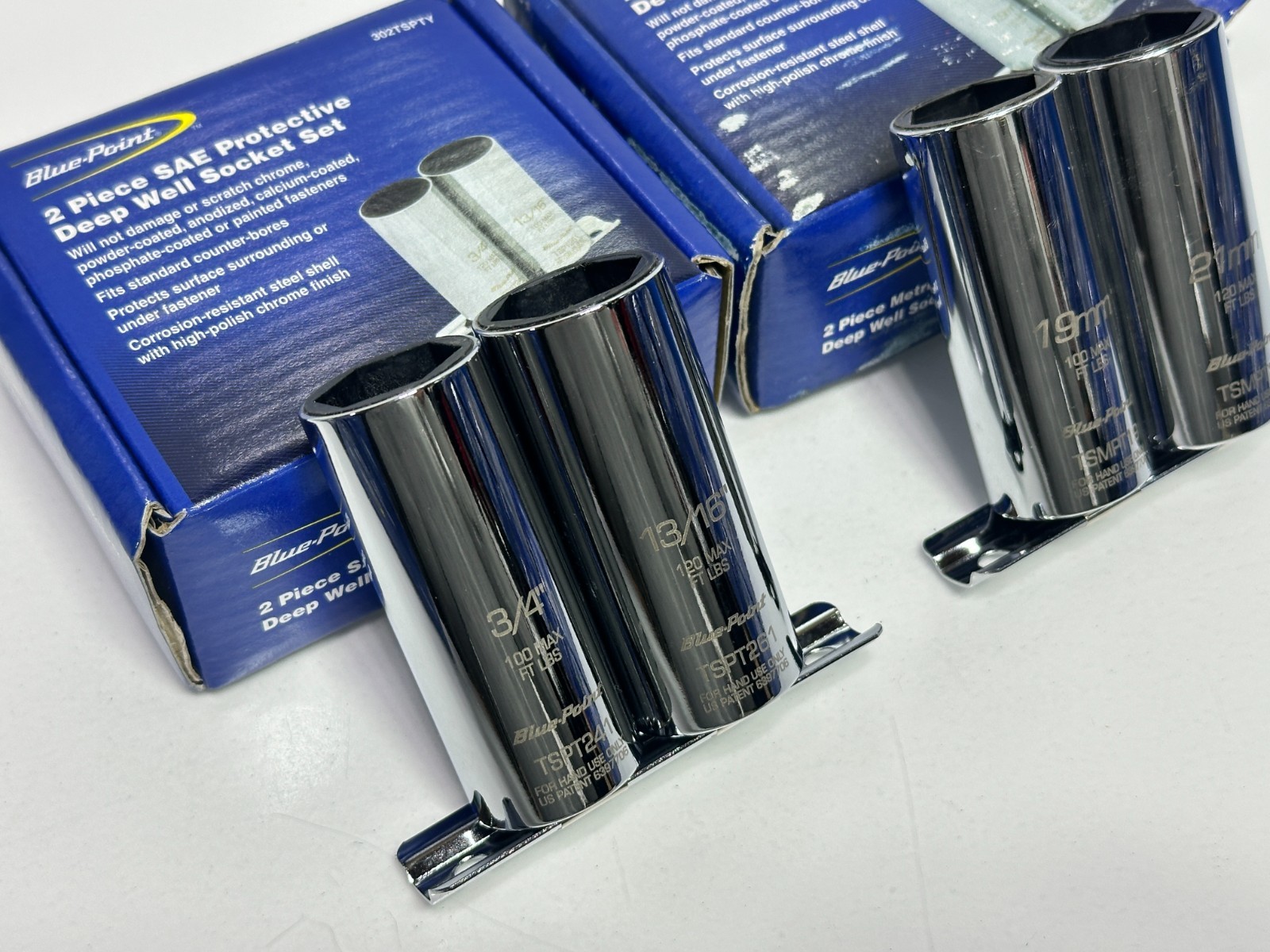 NEW Blue Point PROTECTIVE Thin Wall Metric & SAE Socket Set, 19-21mm & 3/4-13/16