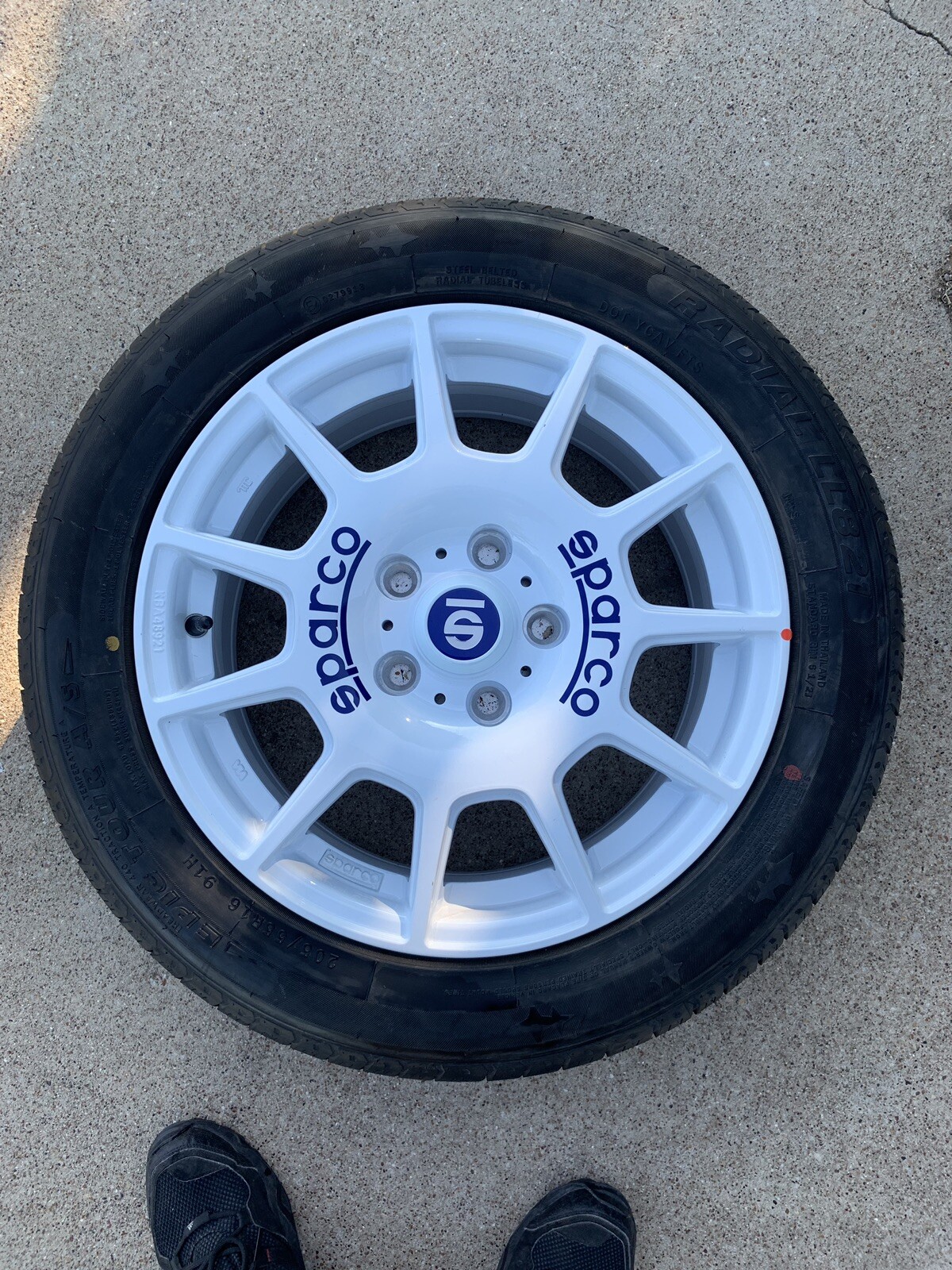 1 Alloy Wheel Sparco Terra White+Blue Lettering 7x16 Et45 5x114.3 New W/Tire